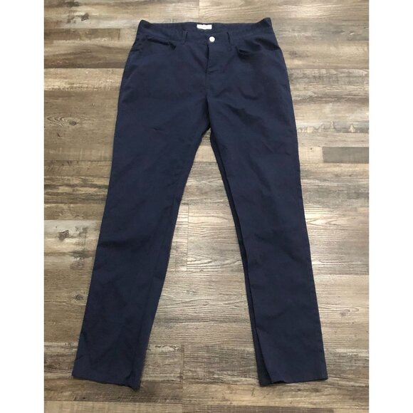 Peter Millar Mens Size 34x32 Navy Blue Straight Fit Flat Front Casual Cotton Pan - Picture 1 of 6